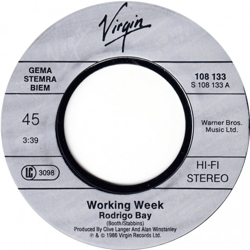 Working Week - Rodrigo Bay Vinyl Zeer Goed / Hoesje Generic "VINYLSINGLES.NL"
