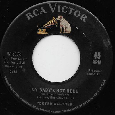 Porter Wagoner - My Baby's Not Here (In Town Tonight) Vinyl Singles Vinyl Zeer Goed / Hoesje Generic "VINYLSINGLES.NL"
