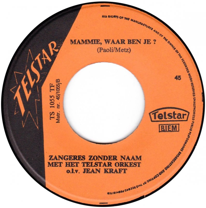 Zangeres Zonder Naam - Aan De Muur Van 't Oude Kerkhof Vinyl Singles Vinyl Very Good (VG) <br> Hoes Generic