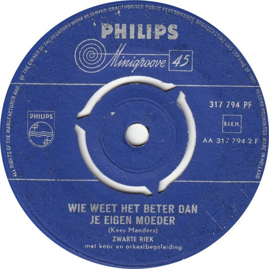 Zwarte Riek - Zevenling Vinyl Singles Vinyl Zeer Goed / Hoesje Generic "VINYLSINGLES.NL"