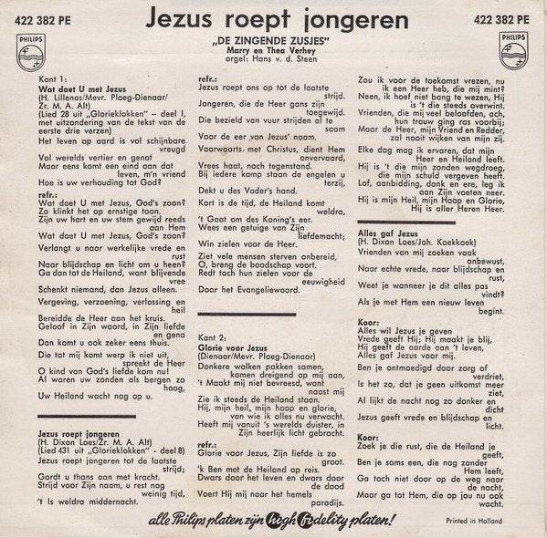 Zingende Zusjes - Jezus Roept Jongeren (EP) 21659 21998 25754 Vinyl Singles EP VINYLSINGLES.NL