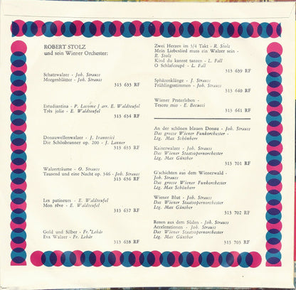 Robert Stolz - Donauwellen Walzer Vinyl Singles Vinyl Very Good (VG) <br> Hoes Good Plus (G+)