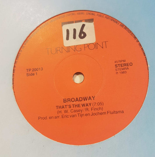 Broadway - That's The Way (I Like It) (Maxi-Single) Maxi-Singles Vinyl Zeer Goed / Hoesje Goed "VINYLSINGLES.NL"