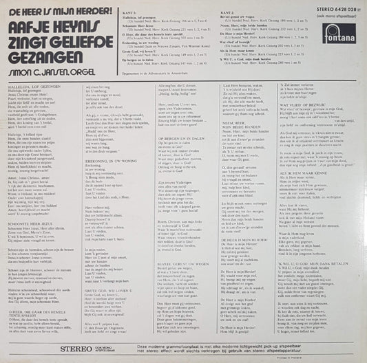 Aafje Heynis - Aafje Heynis Zingt Geliefde Gezangen (LP) Vinyl LP Vinyl Zeer Goed / Hoesje Goed "VINYLSINGLES.NL"