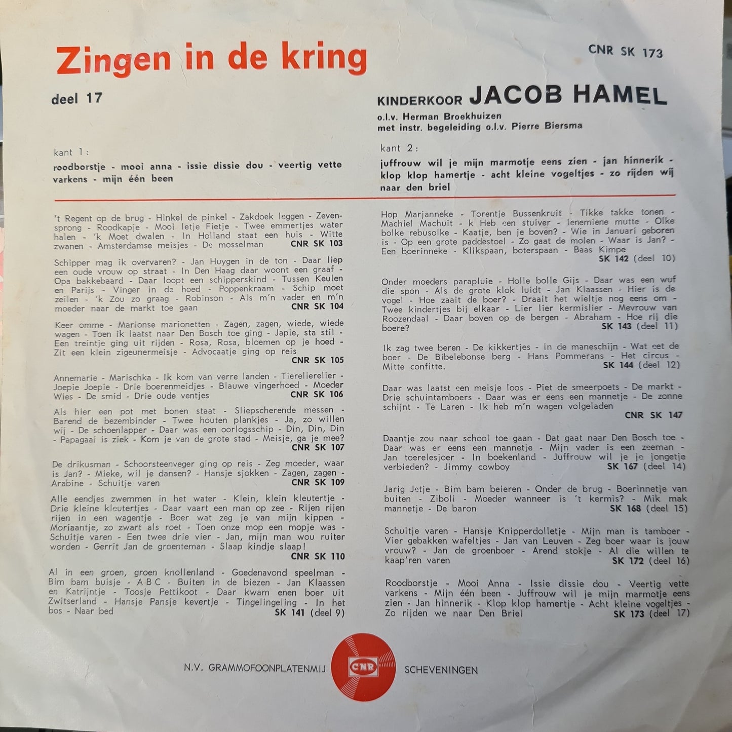 Kinderkoor Jacob Hamel - Zingen In De Kring 17 33656 Vinyl Singles VINYLSINGLES.NL