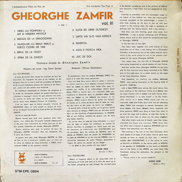 Gheorghe Zamfir - The Wonderful Pan-Pipe Of Gheorghe Zamfir Vol. III (LP) 40475 Vinyl LP VINYLSINGLES.NL