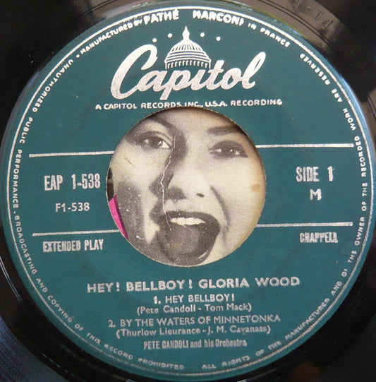 Gloria Wood With Pete Candoli - Hey Bellboy Vinyl Singles Vinyl Very Good (VG) <br> Hoes Good Plus (G+)