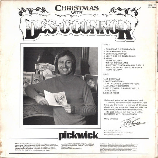 Des O'Connor - Christmas With Des O'Connor (LP) Vinyl LP Vinyl Zeer Goed / Hoesje Goed "VINYLSINGLES.NL"