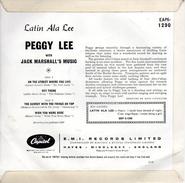 Peggy Lee, Jack Marshall's Music - Latin Ala Lee! (EP) 22585 Vinyl Singles EP VINYLSINGLES.NL