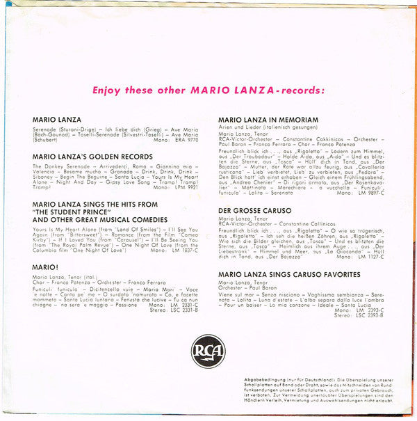 Mario Lanza - Ave Maria 04972 Vinyl Singles Vinyl (VG) <br> Hoes (G+)