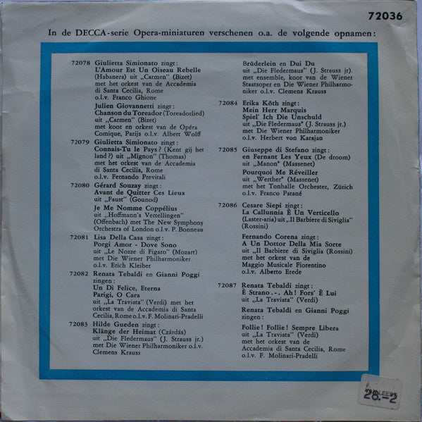 Koor En Orkest van de Accademia Di Santa Cecilia, Giuseppe Verdi - Slavenkoor 31042 Vinyl Singles VINYLSINGLES.NL