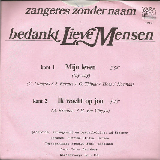 Zangeres Zonder Naam - Mijn Leven 35149 Vinyl Singles Vinyl Zeer Goed / Hoesje Goed "VINYLSINGLES.NL"