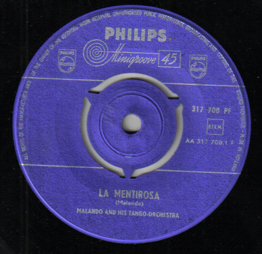 Malando And His Tango Orchestra - La Mentirosa Vinyl Singles Vinyl Very Good (VG) <br> Hoes Good Plus (G+)