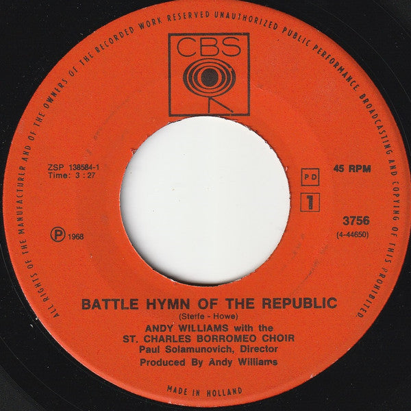 Andy Williams - Battle Hymn Of The Republic Vinyl Singles Goede Staat