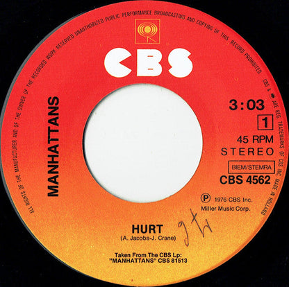 Manhattans - Hurt Vinyl Singles VINYLSINGLES.NL