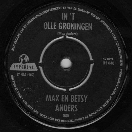 Max & Betsy Anders - In 't Olle Groningen Vinyl Singles Vinyl (VG) <br> Hoes Generic
