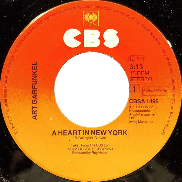 Art Garfunkel - A Heart In New York 31261 Vinyl Singles Goede Staat