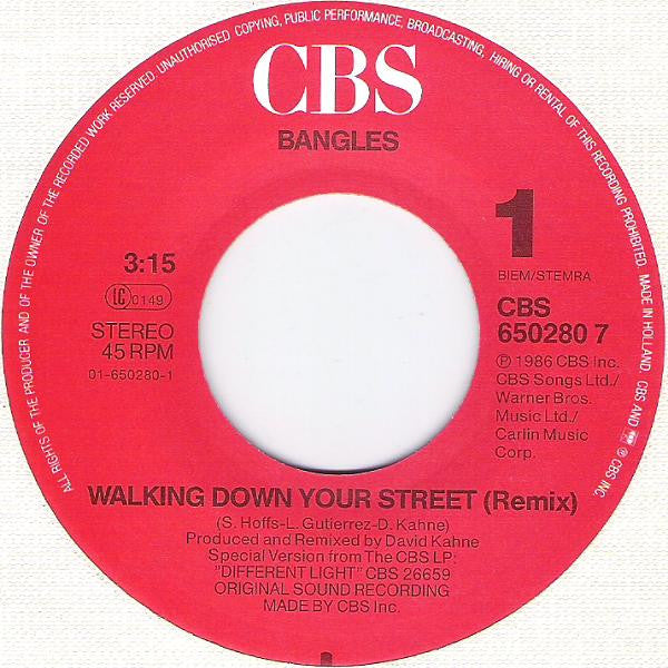 Bangles - Walking Down Your Street 19697 19697 Vinyl Singles VINYLSINGLES.NL