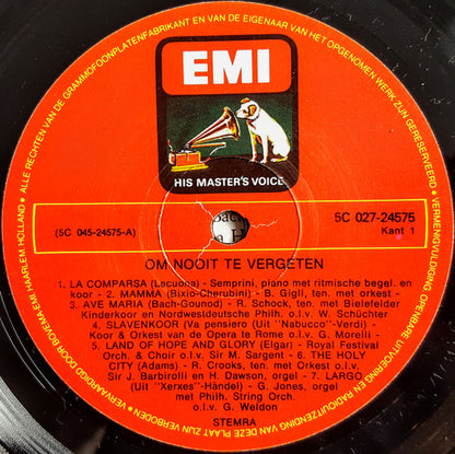Various - Om Nooit Te Vergeten * (LP) Vinyl LP Vinyl Very Good (VG) <br> Hoes Good Plus (G+)