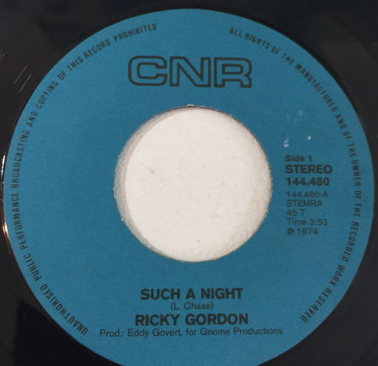 Ricky Gordon - Such A Night 11493 Vinyl Singles Vinyl Zeer Goed / Hoesje Goed "VINYLSINGLES.NL"