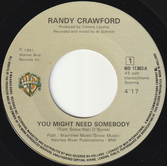 Randy Crawford - You Might Need Somebody Vinyl Singles Vinyl Zeer Goed / Hoesje Goed "VINYLSINGLES.NL"