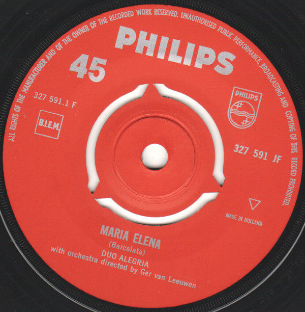 Duo Alegria - Maria Elena Vinyl Singles VINYLSINGLES.NL