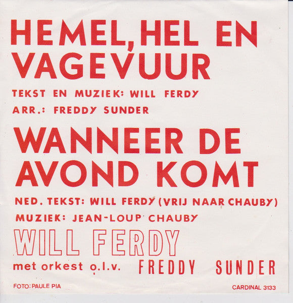 Will Ferdy - Wanneer De Avond Komt 30994 Vinyl Singles VINYLSINGLES.NL