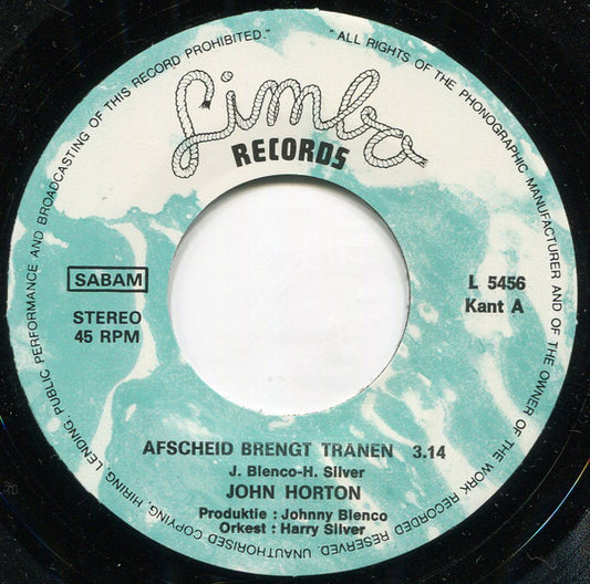 John Horton - Afscheid Brengt Tranen