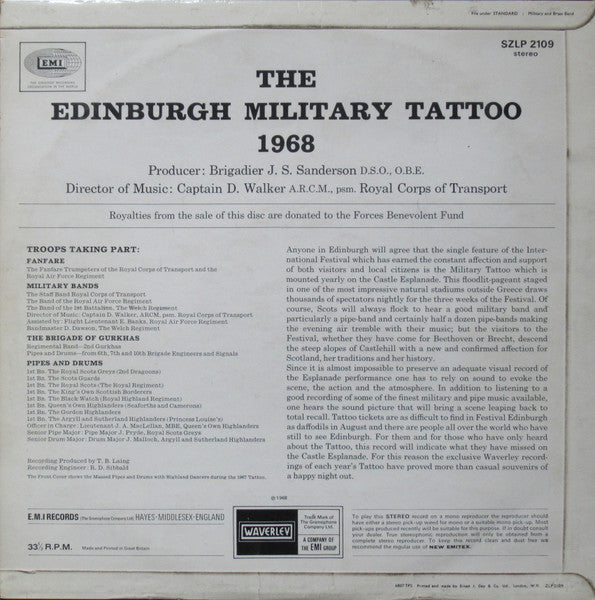 Massed Bands, Pipes And Drums From The Edinburgh Military Tattoo - The Edinburgh Military Tattoo 1968 (LP) 49475 Vinyl LP VINYLSINGLES.NL