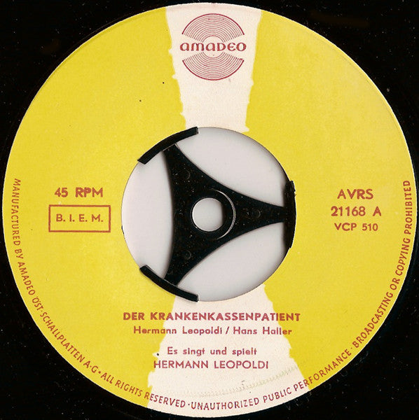 Hermann Leopoldi - Der Krankenkassenpatient 17850 Vinyl Singles VINYLSINGLES.NL