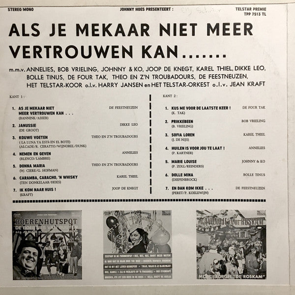 Various - Johnny Hoes Presenteert: Als Je Mekaar Niet Meer Vertrouwen Kan (LP) 42666 Vinyl LP VINYLSINGLES.NL