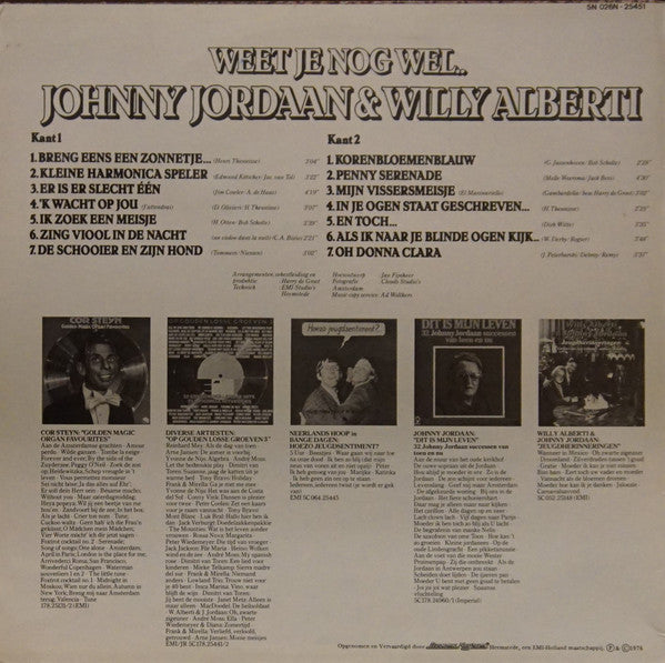 Johnny Jordaan & Willy Alberti - Weet Je Nog Wel (LP) 48033 Vinyl LP VINYLSINGLES.NL