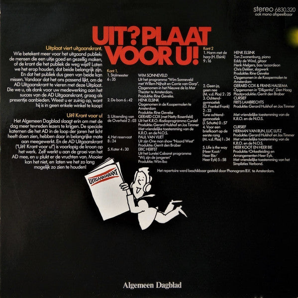 Various - Uit? Plaat Voor U! (Cabaret In Holland) (LP) 48759 Vinyl LP VINYLSINGLES.NL