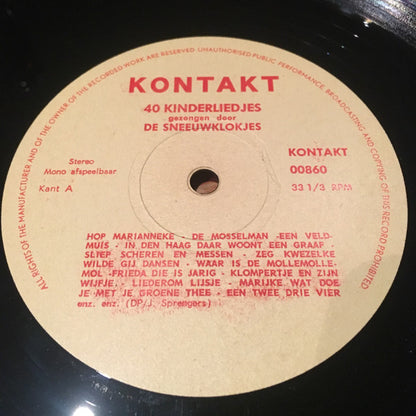 Sneeuwklokjes - 40 Kinderliedjes (LP) 40840 45655 Vinyl LP VINYLSINGLES.NL