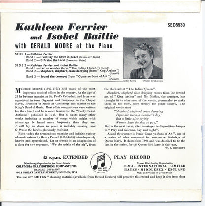 Kathleen Ferrier And Isobel Baillie With Gerald Moore - I Will Lay Me Down In Peace (EP) Vinyl Singles EP VINYLSINGLES.NL
