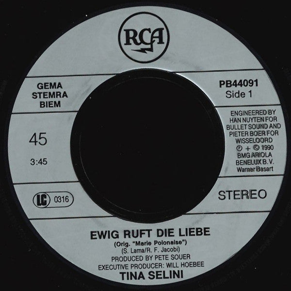 Tina Selini - Ewig Ruft Die Liebe Vinyl Singles Vinyl Very Good (VG) <br> Hoes Good Plus (G+)