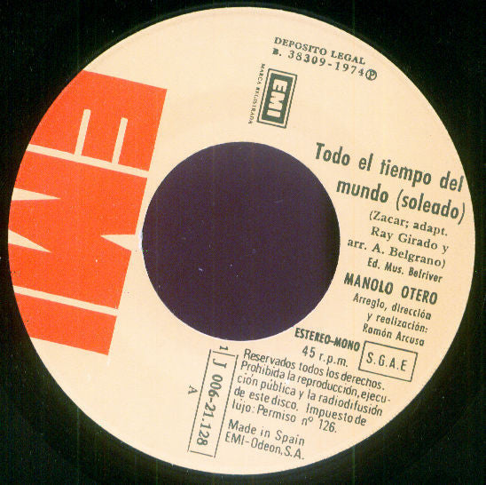 Manolo Otero - Todo El Tiempo Del Mundo 18226 Vinyl Singles VINYLSINGLES.NL