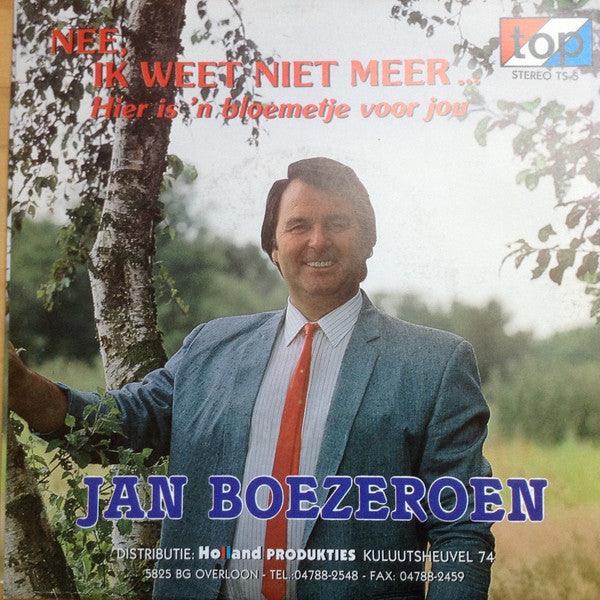 Jan Boezeroen - Nee, Ik Weet Niet Meer Vinyl Singles Vinyl Very Good (VG) <br> Hoes Good Plus (G+)