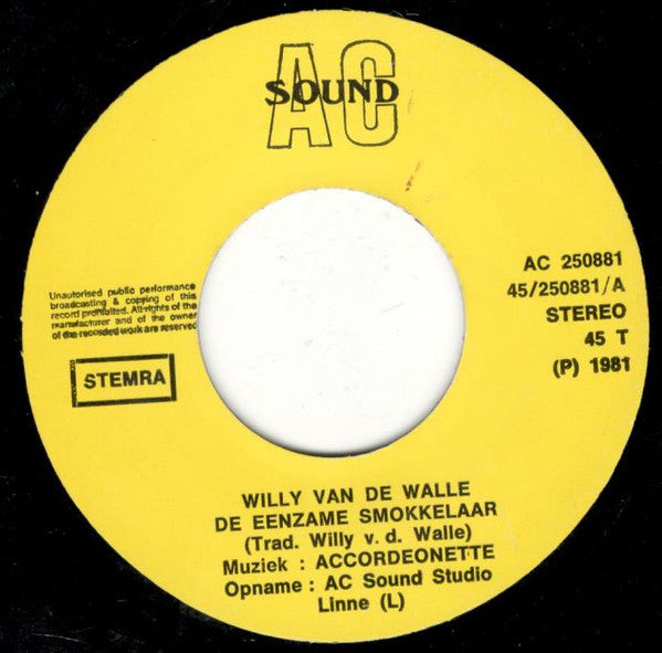 Willy van de Walle - Eenzame smokkelaar 06062 Vinyl Singles Goede Staat