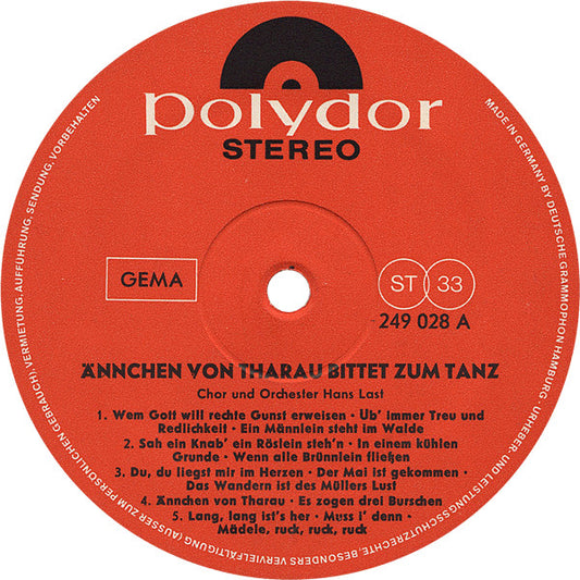 Chor Hans Last Und Orchester Hans Last - Ännchen Von Tharau Bittet Zum Tanz (LP)