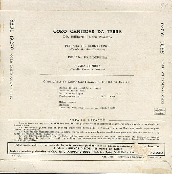 Cantigas Da Terra - Foliada De Bergantinos (EP) 19073 Vinyl Singles EP VINYLSINGLES.NL