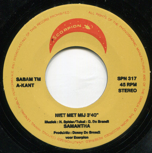Samantha / The Samantha Band - Niet Met Mij