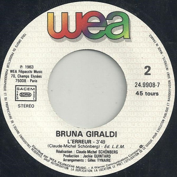 Bruna Giraldi - Il Y A De L'amour Dans L'air 29825 Vinyl Singles Goede Staat