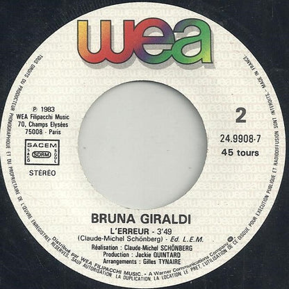 Bruna Giraldi - Il Y A De L'amour Dans L'air 29825 Vinyl Singles Goede Staat