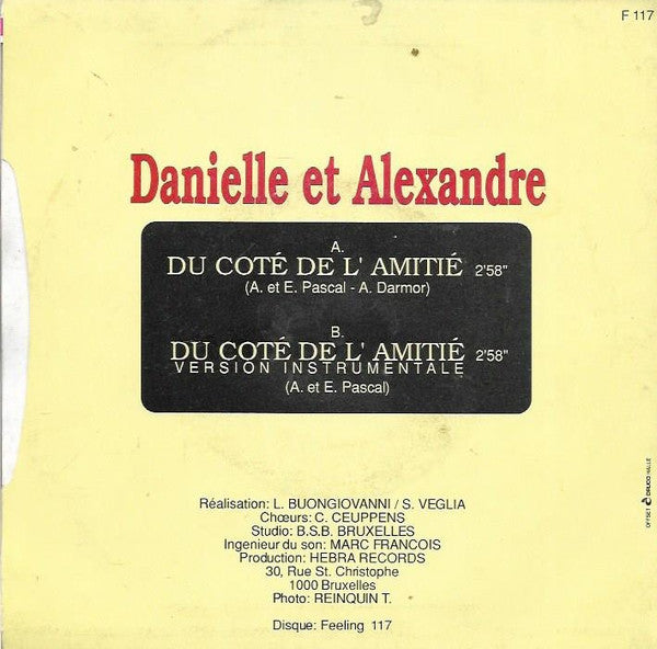 Danielle Et Alexandre - Du Coté De L'amitié Vinyl Singles Vinyl Very Good (VG) <br> Hoes Good Plus (G+)
