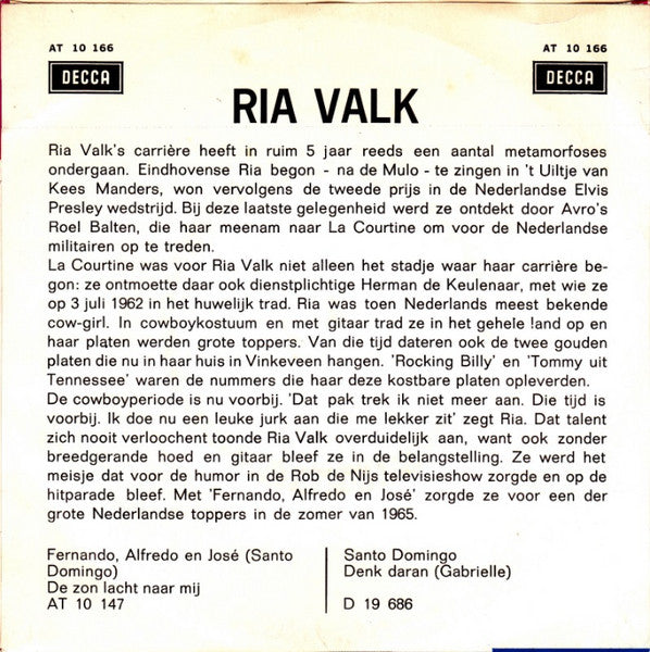 Ria Valk - Als Ik De Golven Aan Het Strand Zie 29702 Vinyl Singles VINYLSINGLES.NL