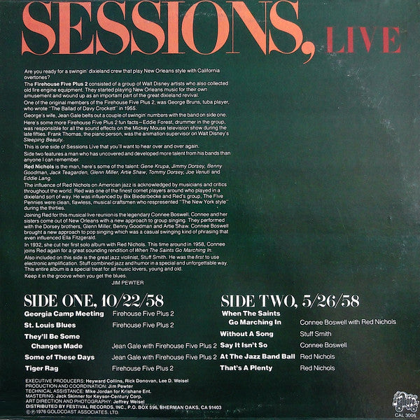 Red Nichols Firehouse Five Plus 2 - Sessions Live (LP) 46130 Vinyl LP VINYLSINGLES.NL