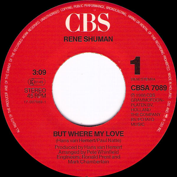 René Shuman - But Where My Love 29745 Vinyl Singles Goede Staat