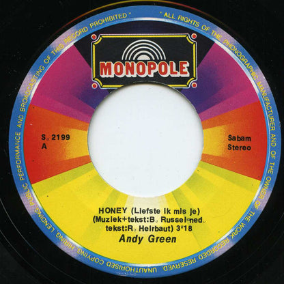 Andy Green - Honey Vinyl Singles Vinyl Very Good (VG) <br> Hoes Good Plus (G+)