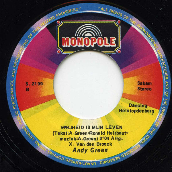 Andy Green - Honey Vinyl Singles Vinyl Very Good (VG) <br> Hoes Good Plus (G+)